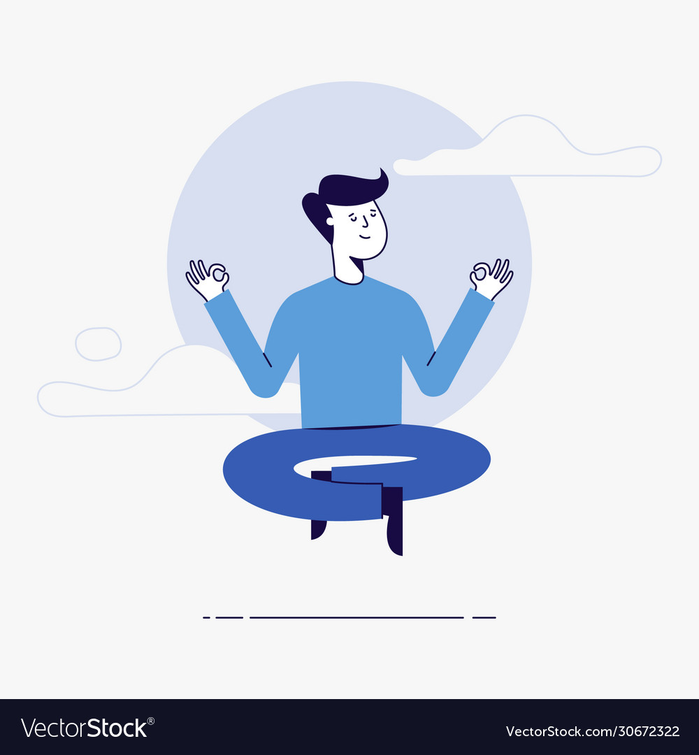 Young man meditating Royalty Free Vector Image