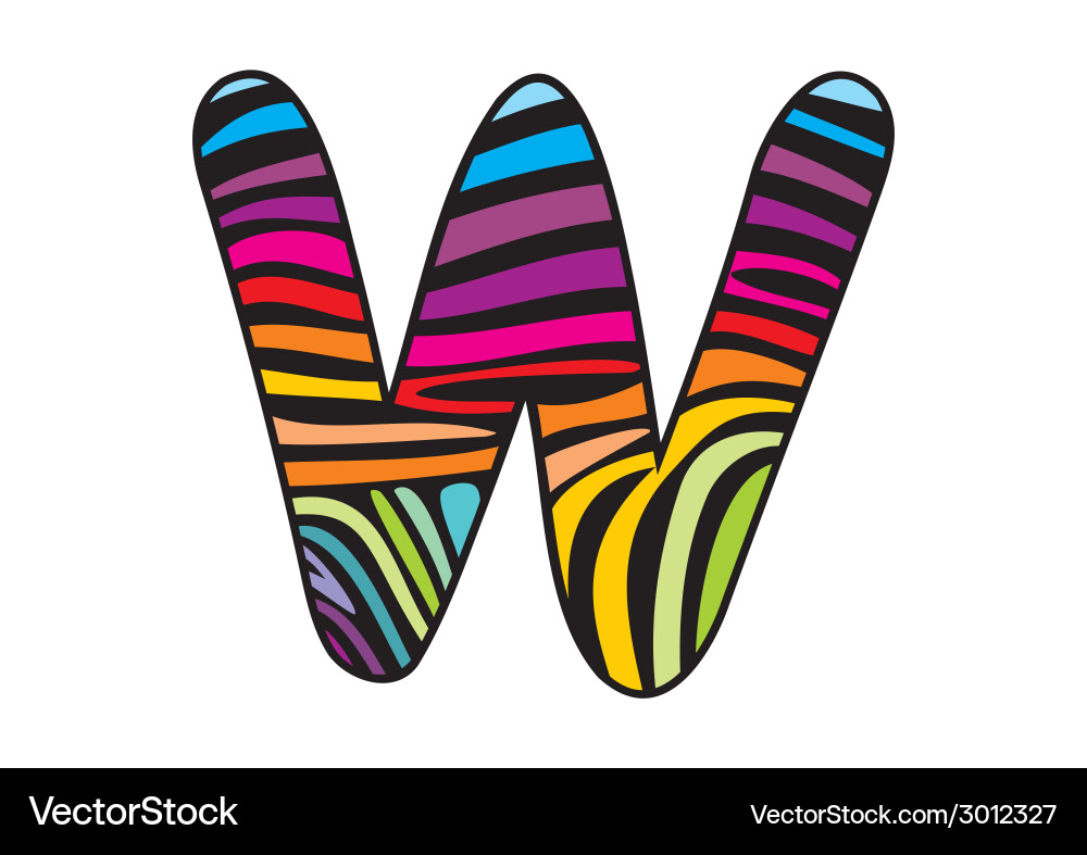 Background skin zebra shaped letter w Royalty Free Vector