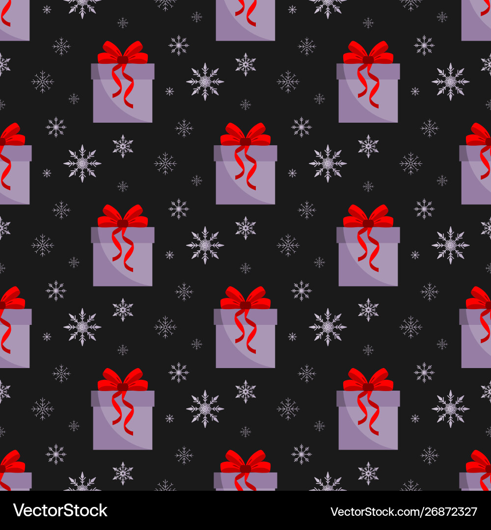Gift box with red bow seamless pattern Royalty Free Vector