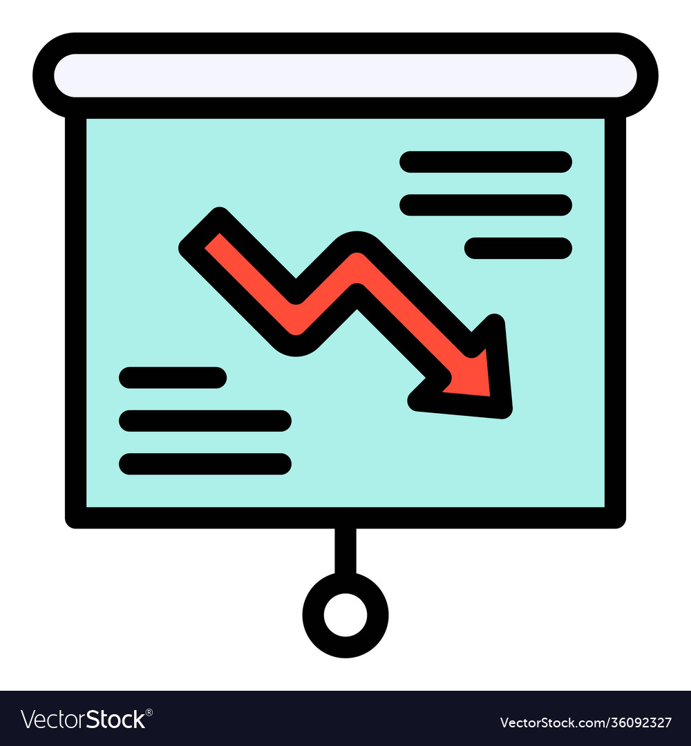 Projection screen with decrease arrow icon Vector Image