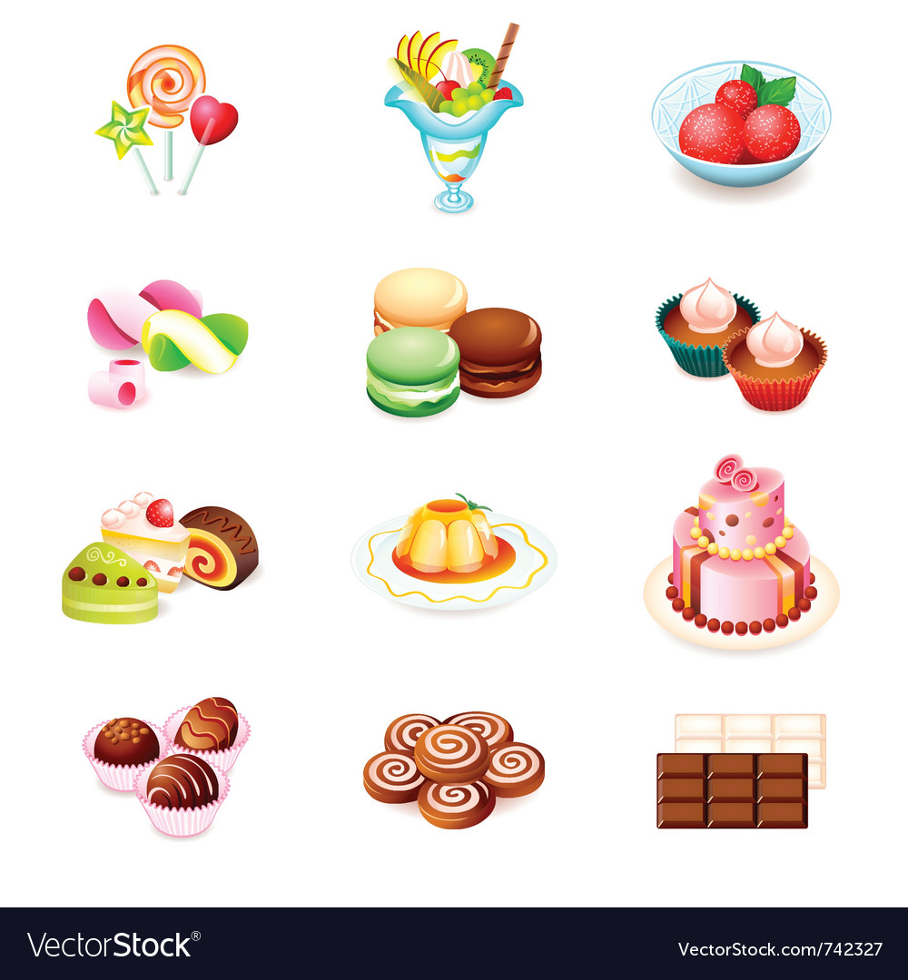 Sweets icons Royalty Free Vector Image - VectorStock