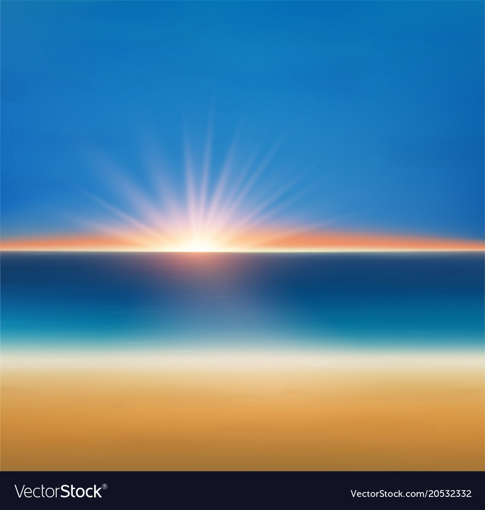 Beach and tropical sea with sun sunset Royalty Free Vector