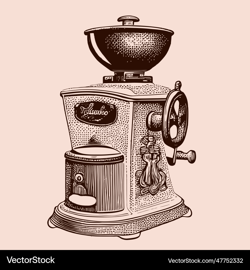 Coffee grinder vintage sketch hand drawn Vector Image