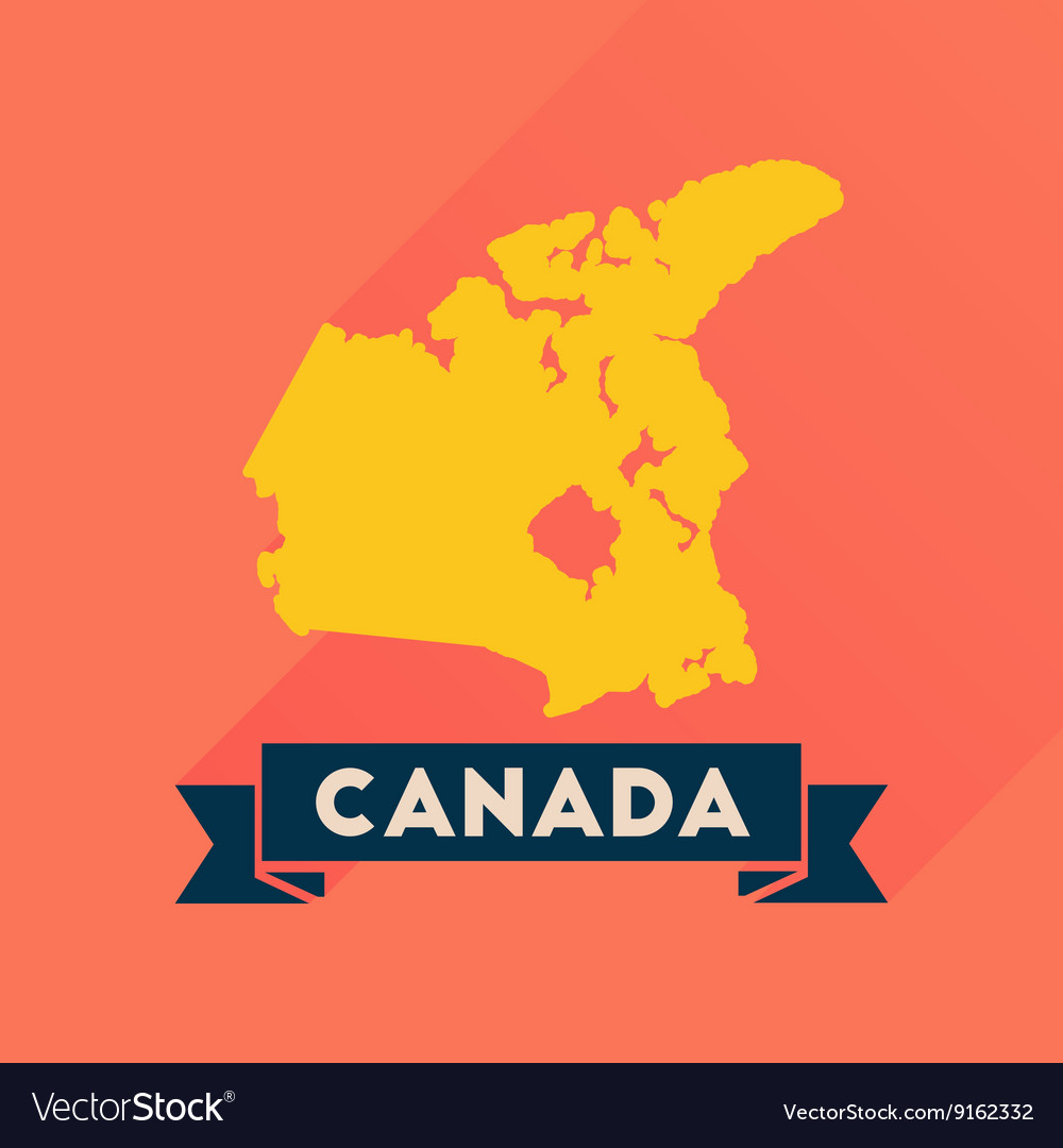 Flat Icon With Long Shadow Canada Map Royalty Free Vector