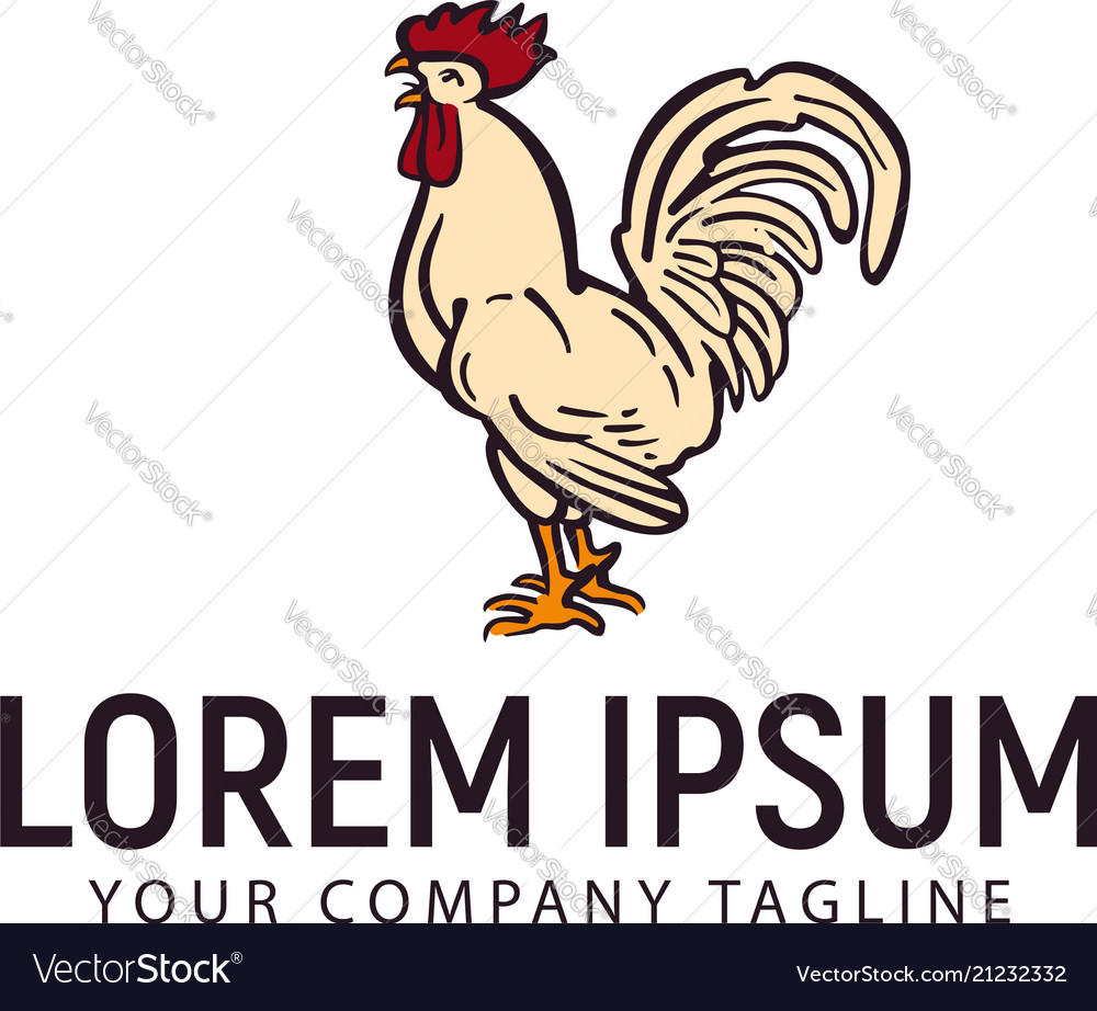 Hen chicken logo hand drawn design concept