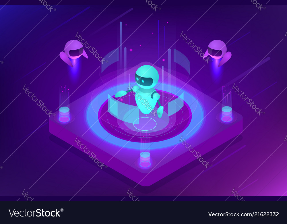 Isometric artificial intelligence concept Vector Image