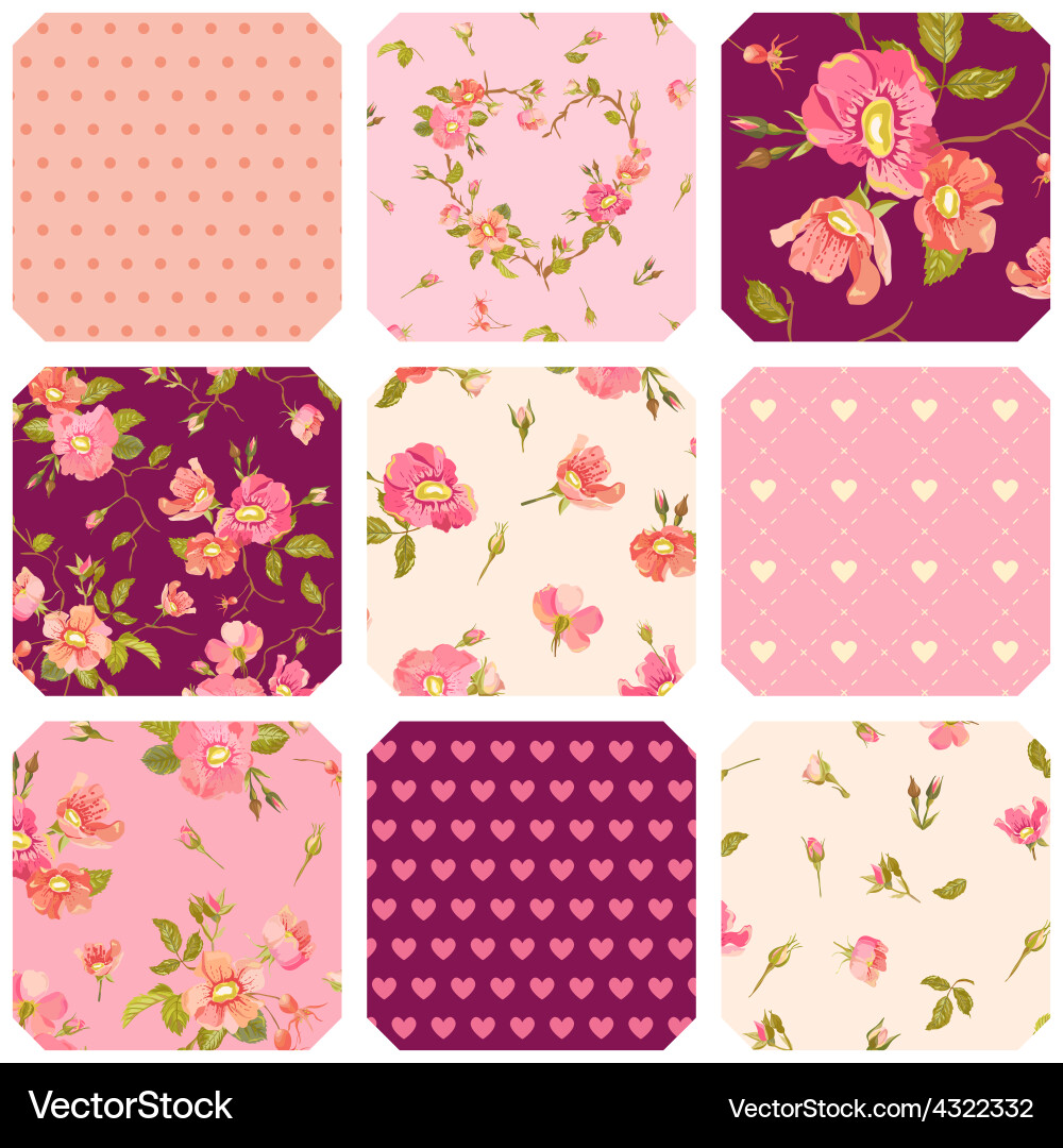 Patchwork with roses background Royalty Free Vector Image