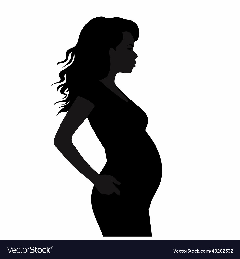 Pregnant woman black icon on white background Vector Image