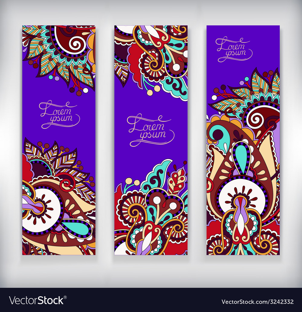 Set of decorative violet colour flower template Vector Image