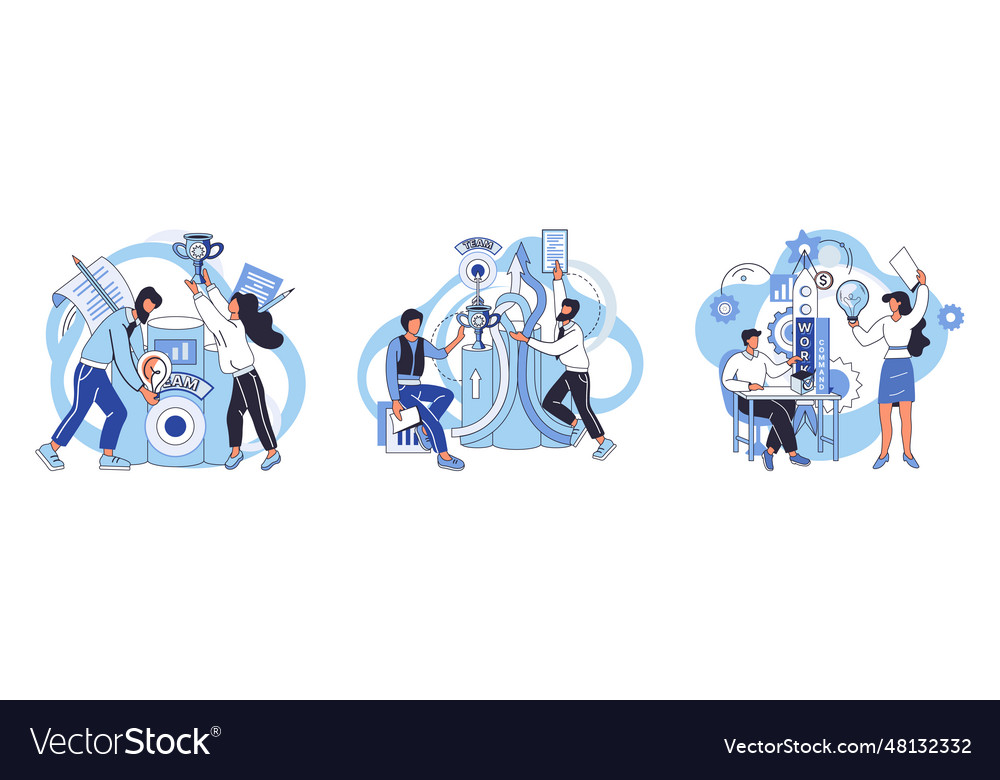 Team solving problems teamwork business concept Vector Image