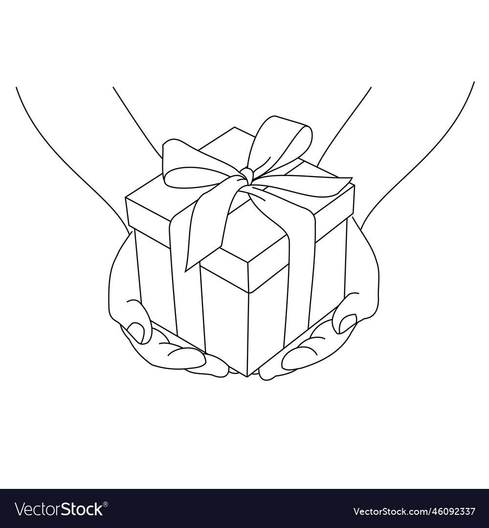 A hands pretending to give a gift box holiday Vector Image