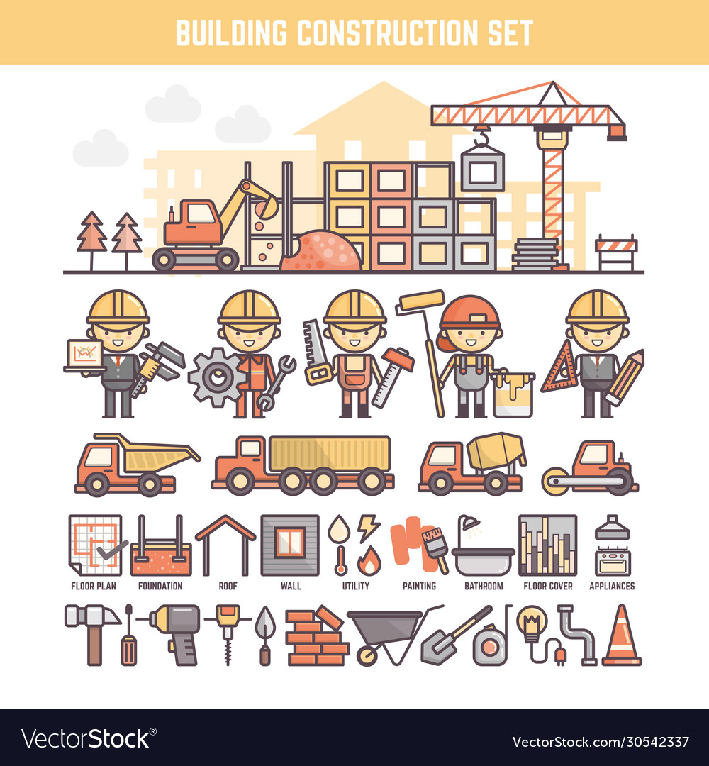 Building and construction site elements Royalty Free Vector