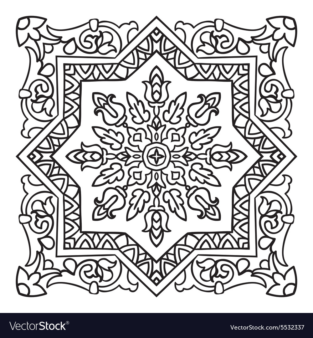 Hand drawing entangle mandala element italian