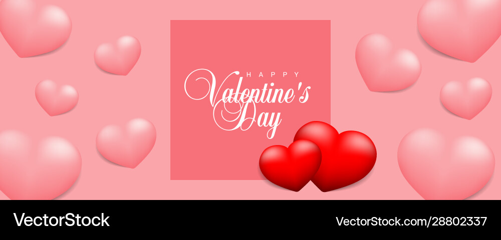 Happy Valentines Day Banner Royalty Free Vector Image