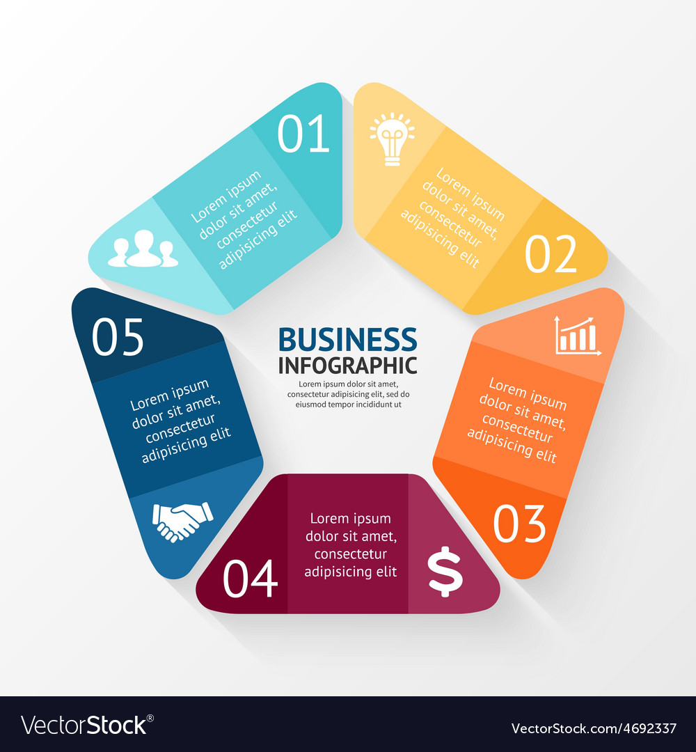 Pentagon infographic template for cycle Royalty Free Vector