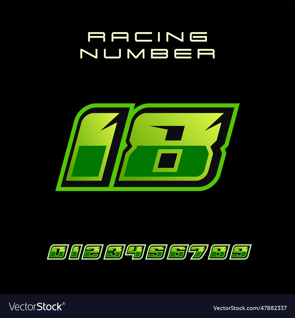 Racing number 18 design template Royalty Free Vector Image