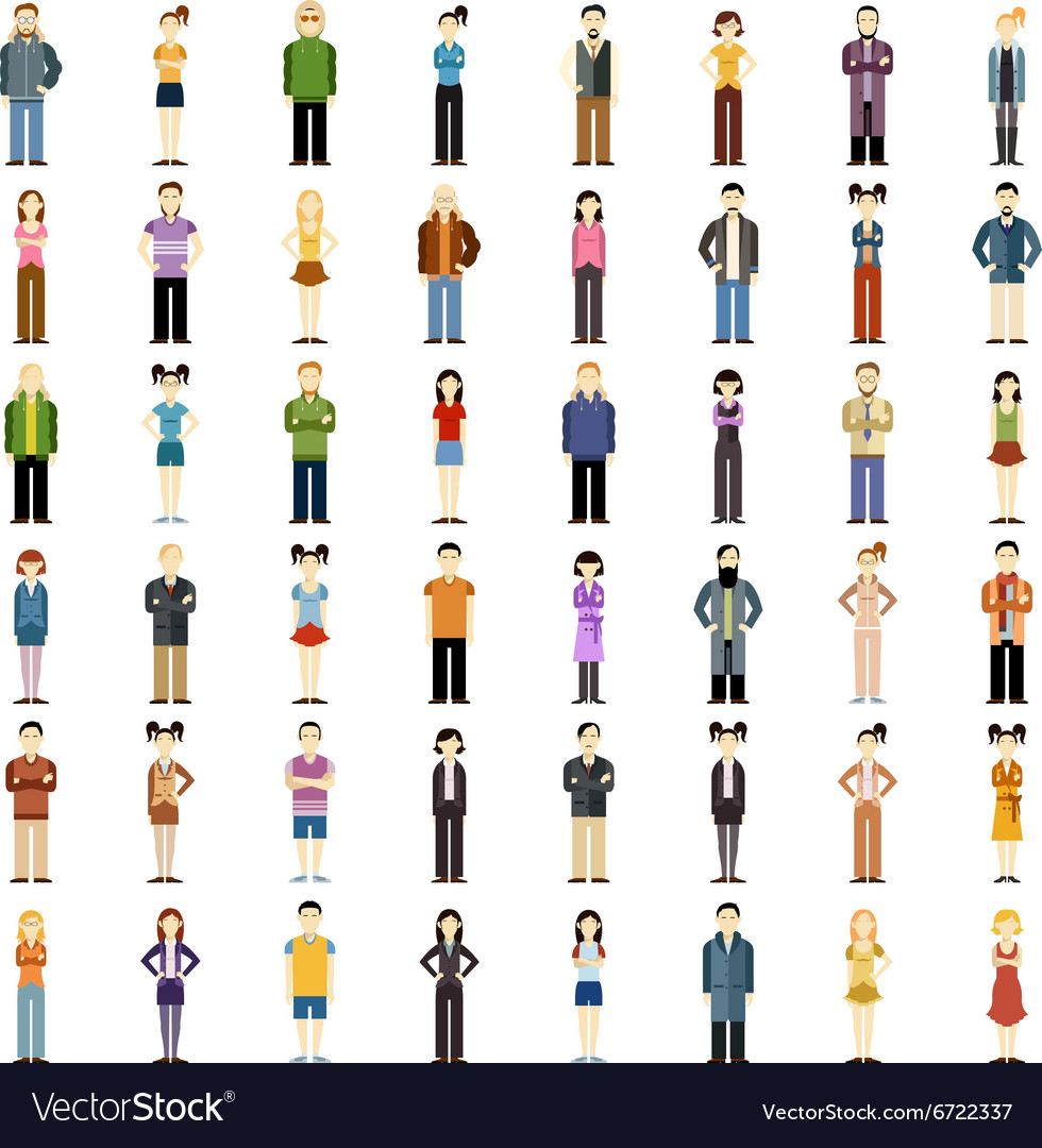 Set people flat icons Royalty Free Vector Image