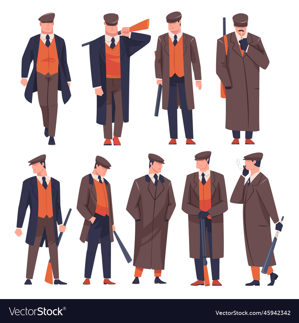 Bandit or gangster of old london wearing overcoat Vector Image