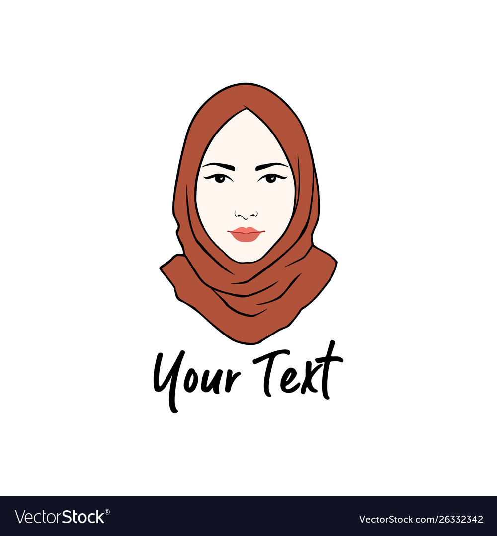 Hijab logo young lovely muslim girl flat design vector image Hijab logo young lovely muslim girl flat design