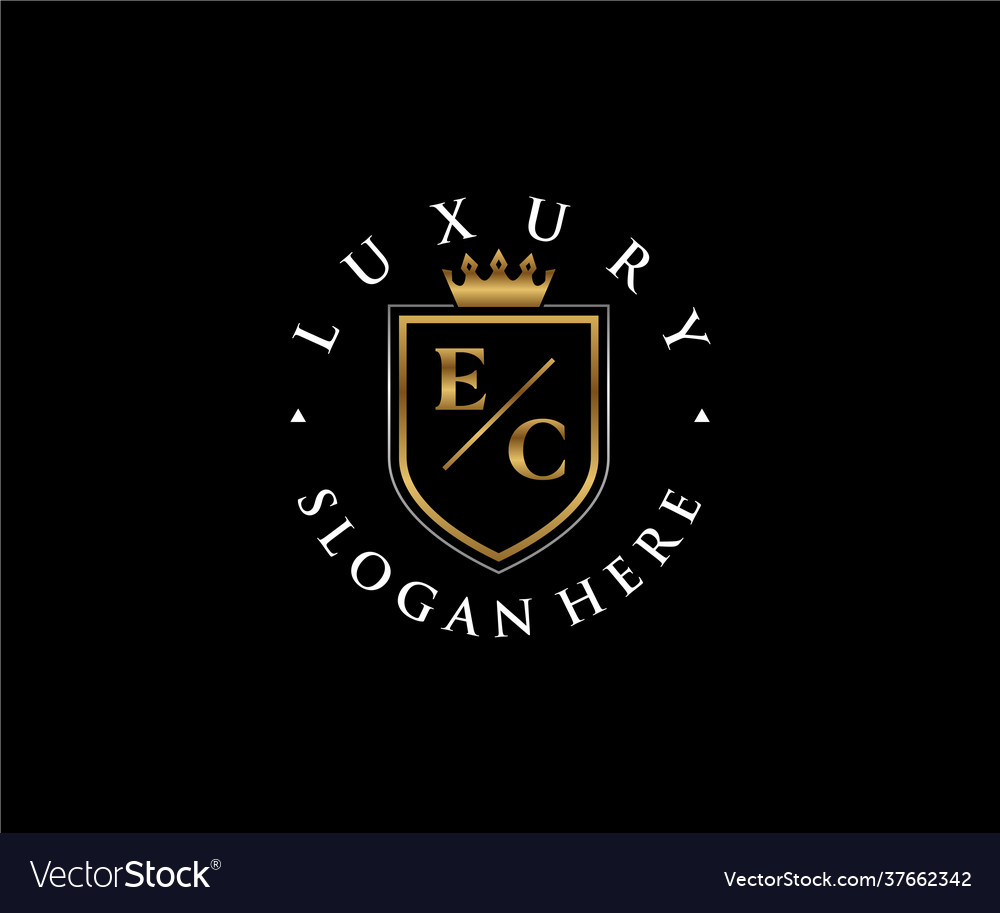 Initial ec letter royal luxury logo template Vector Image