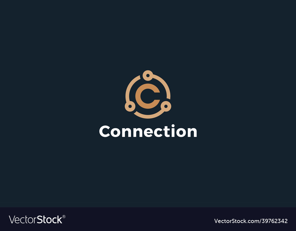 Letter c brown colour connection logo Royalty Free Vector