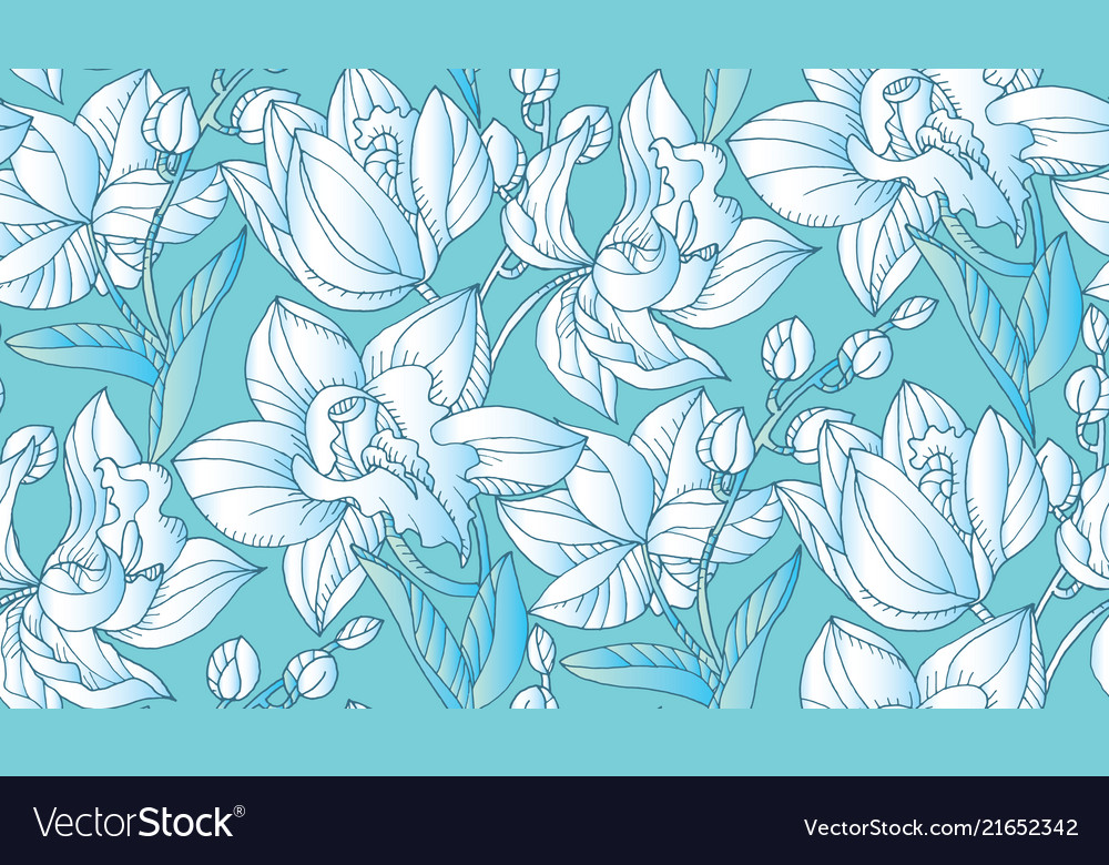 Light blue orchid floral seamless patter Vector Image