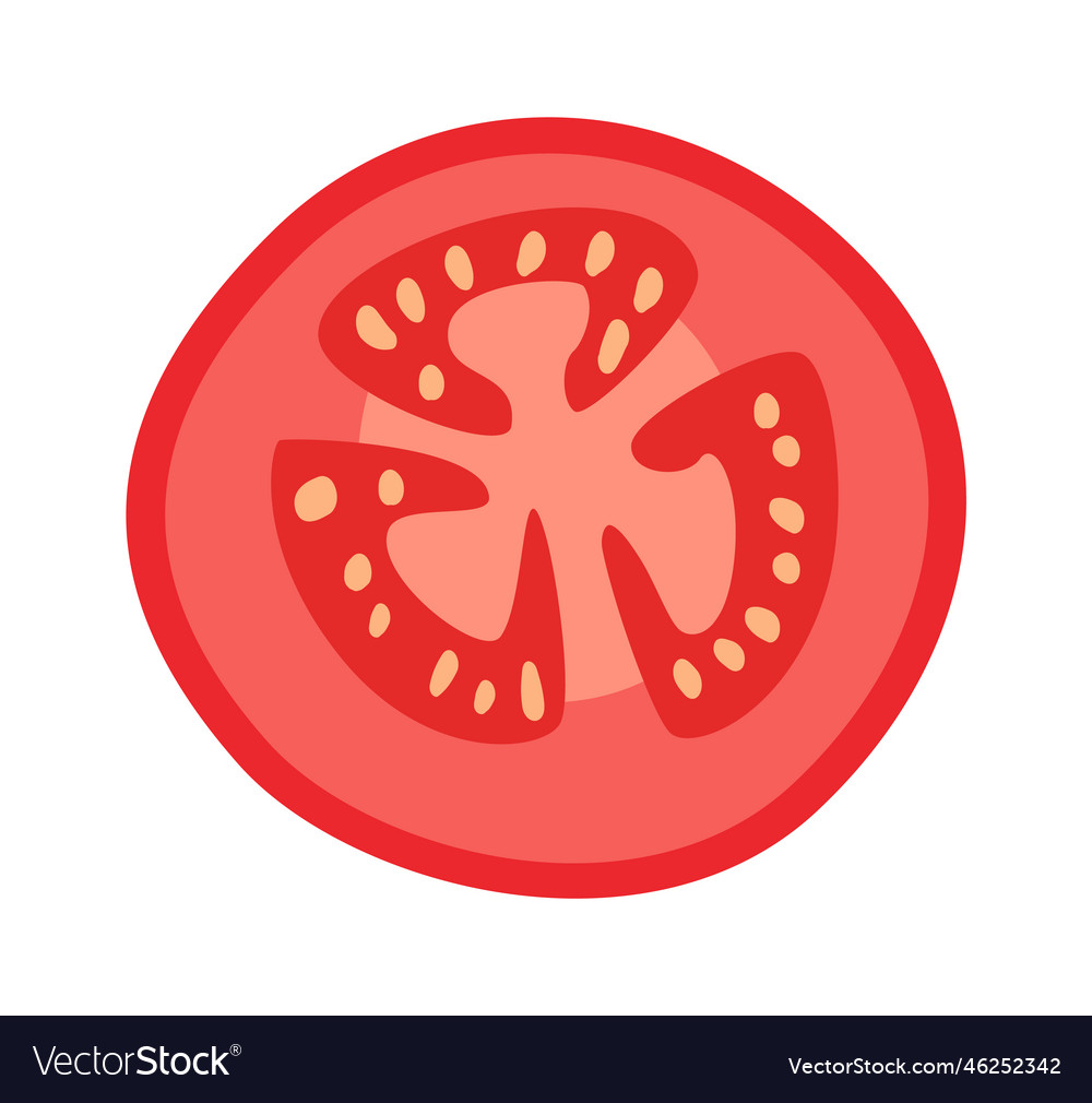 Slice of tomato flat vegetable Royalty Free Vector Image