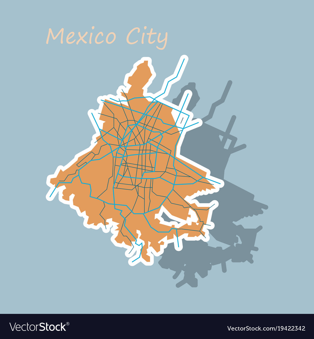 Sticker color map mexico city mexico city plan Vector Image