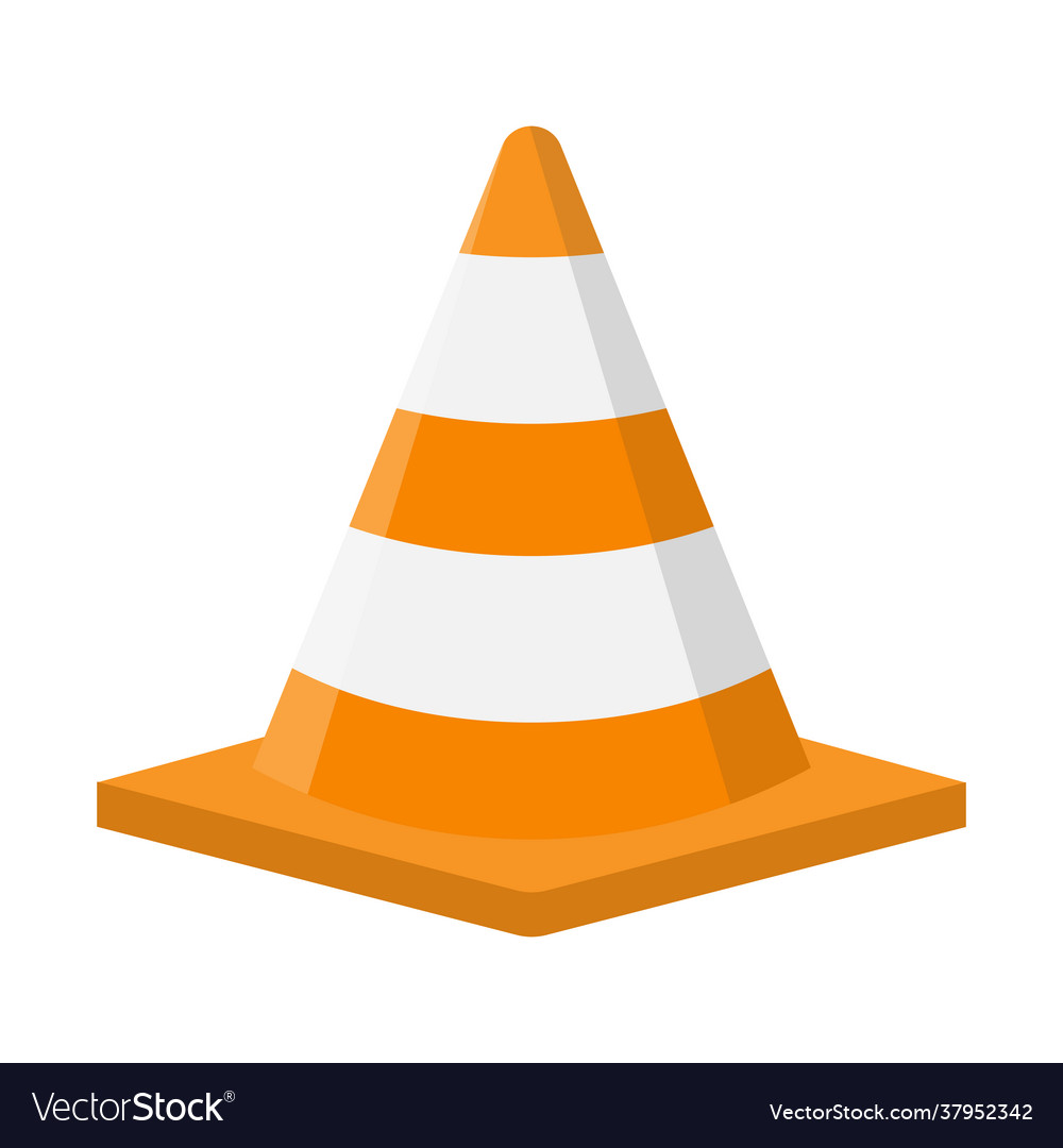 Traffic cone flat design Royalty Free Vector Image