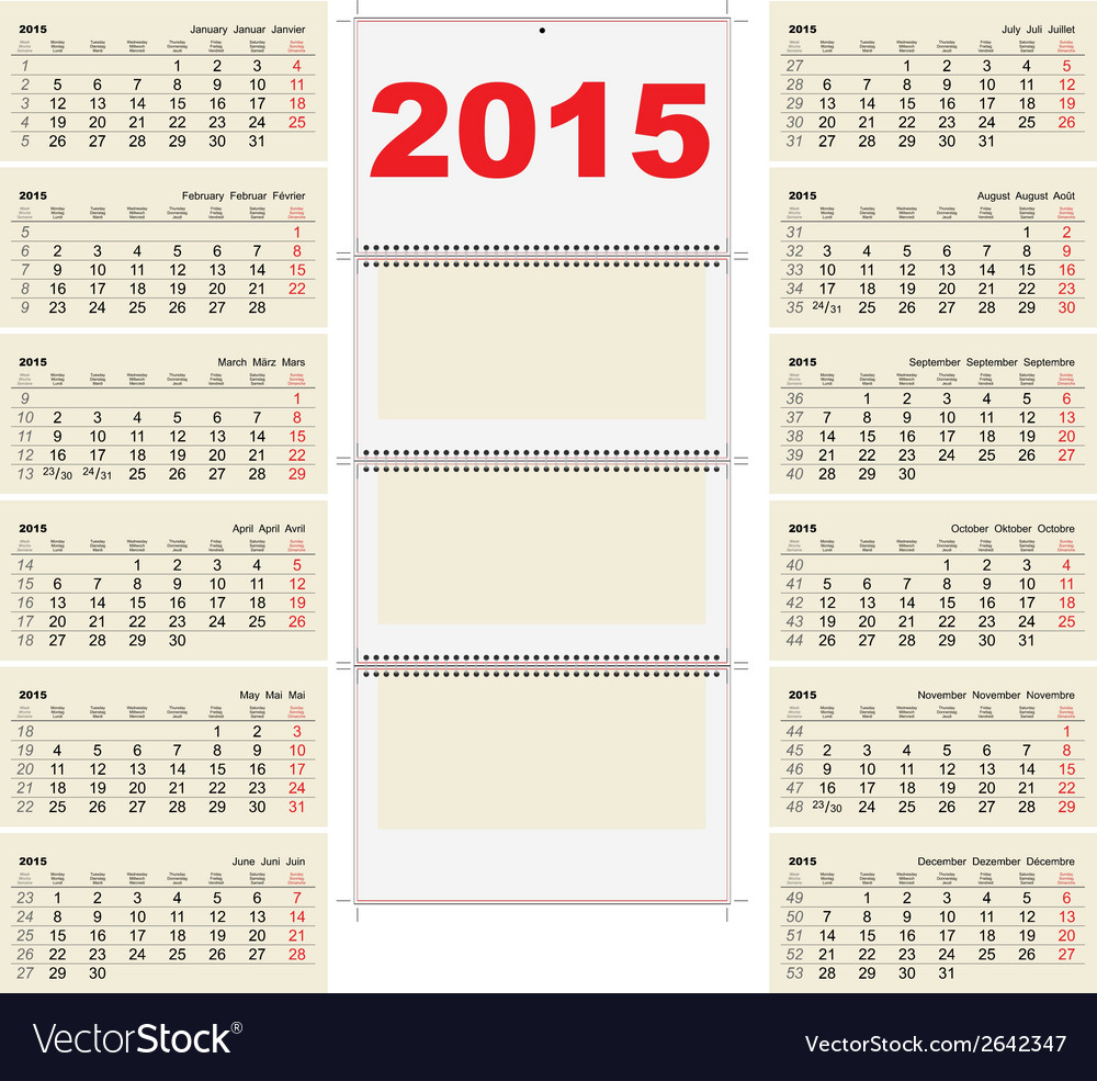 2015 quarterly calendar template royalty free vector image