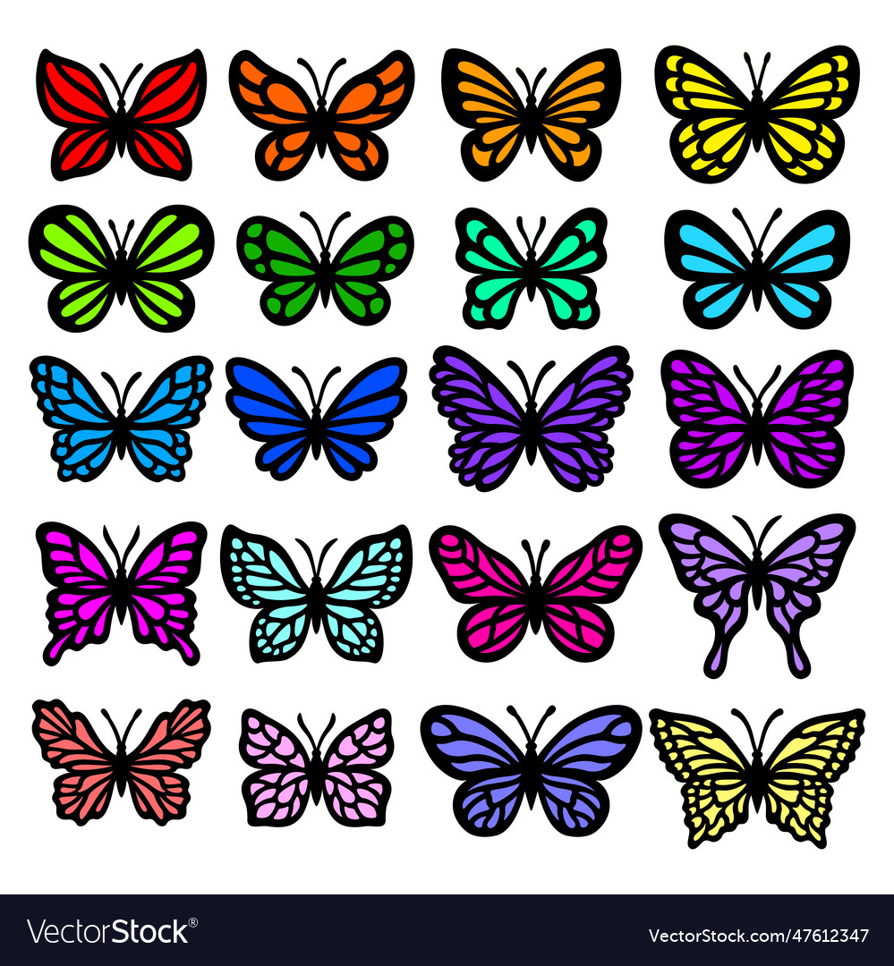 Butterflies Silhouettes Set Royalty Free Vector Image 0635