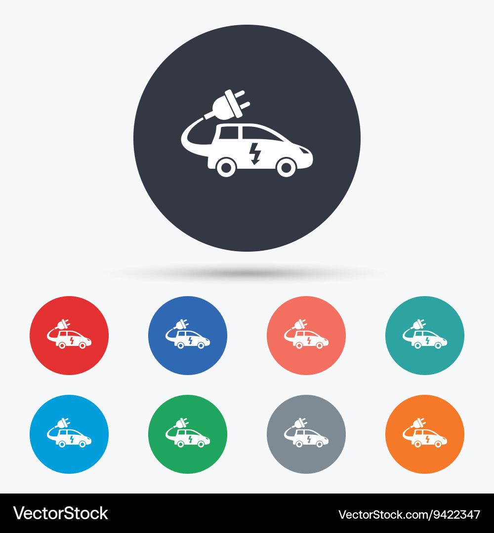Electric car sign icon hatchback symbol Royalty Free Vector