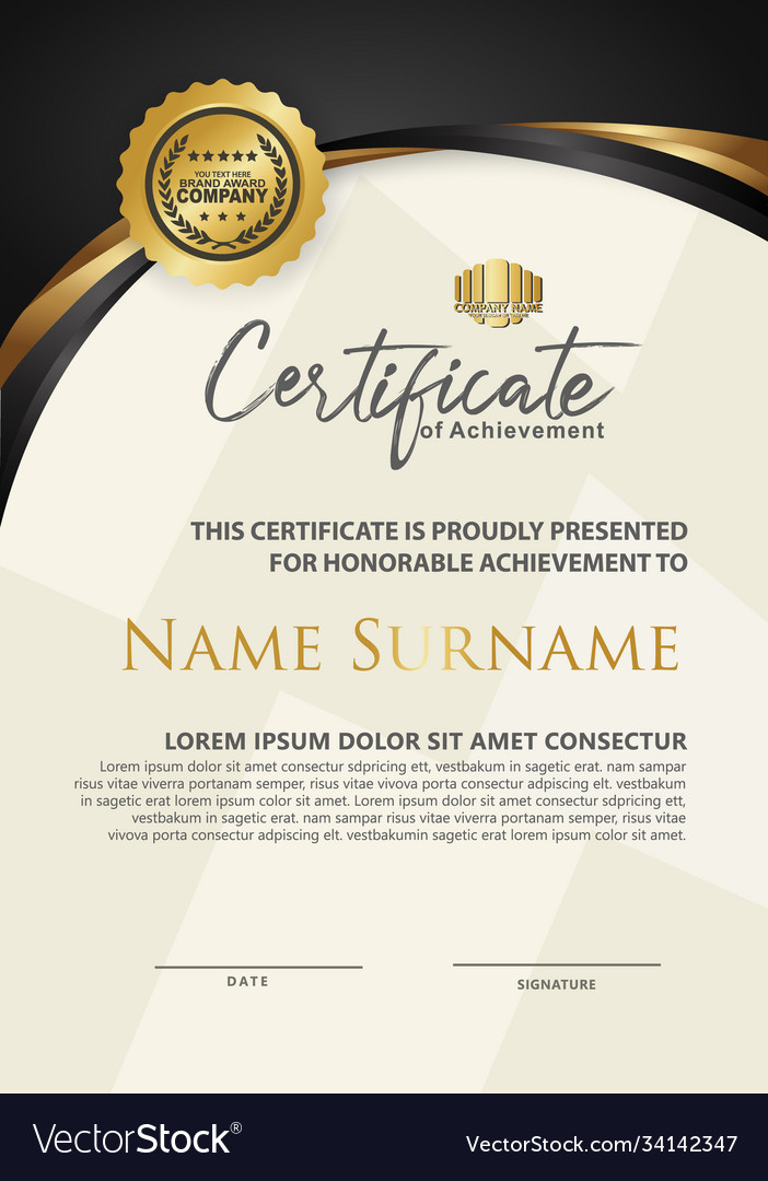 Elegant And Futuristic Certificate Template With Vector Image