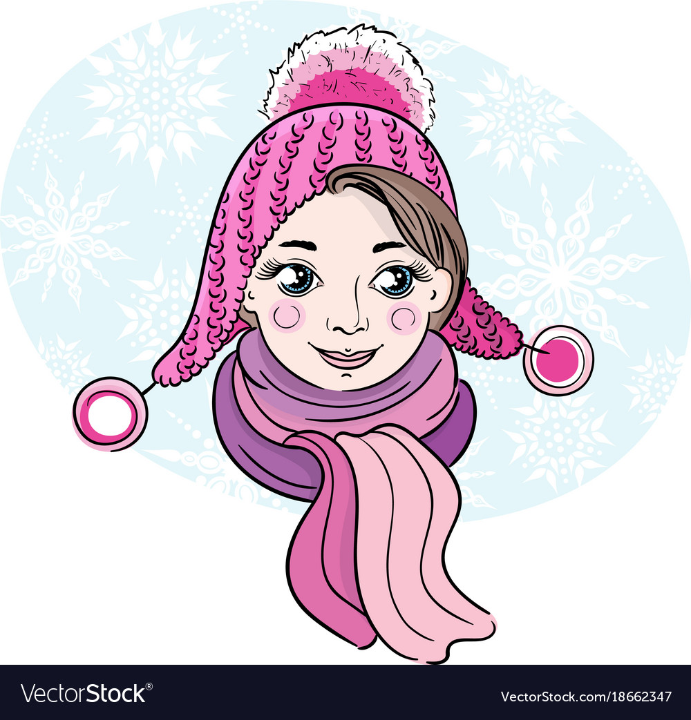 Hand-drawn of happy little girl Royalty Free Vector Image