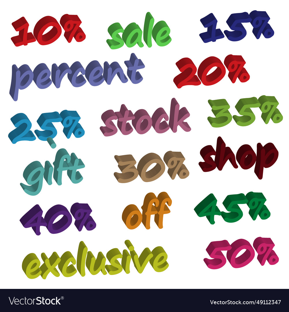 Promotional offers discounts sales 10 15 20 Vector Image