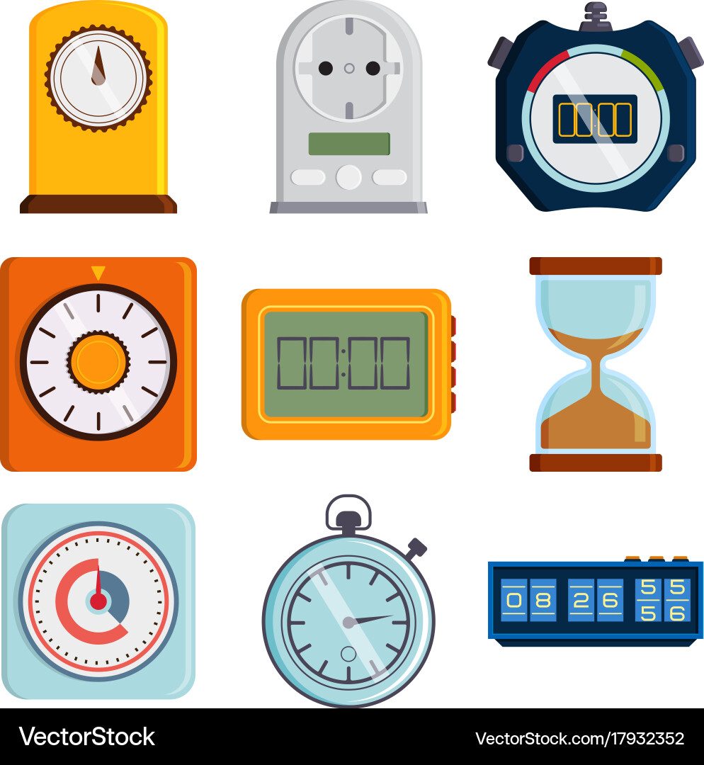 Clock and watches timer colorful Royalty Free Vector Image