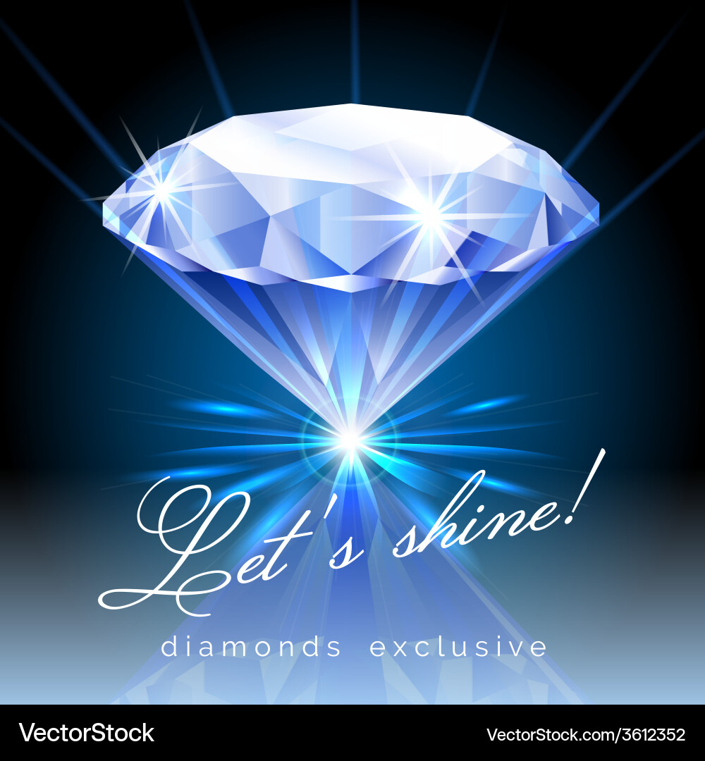 Graphic of shining diamond with text Royalty Free Vector