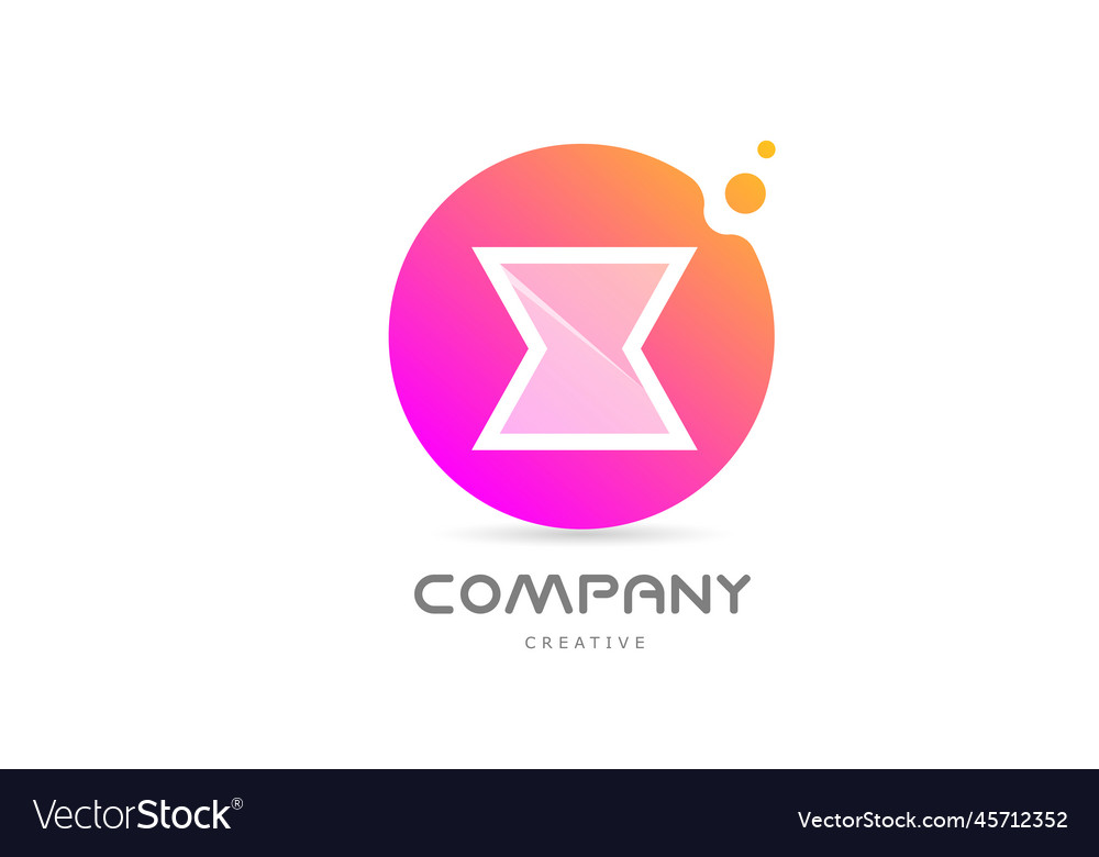 Pink yellow dots x alphabet letter logo icon Vector Image