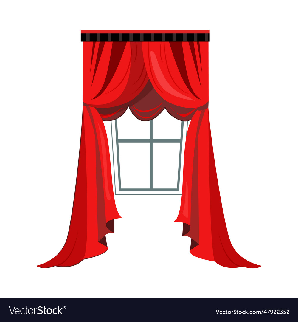 Red drapery with pelmets flat icon Royalty Free Vector Image