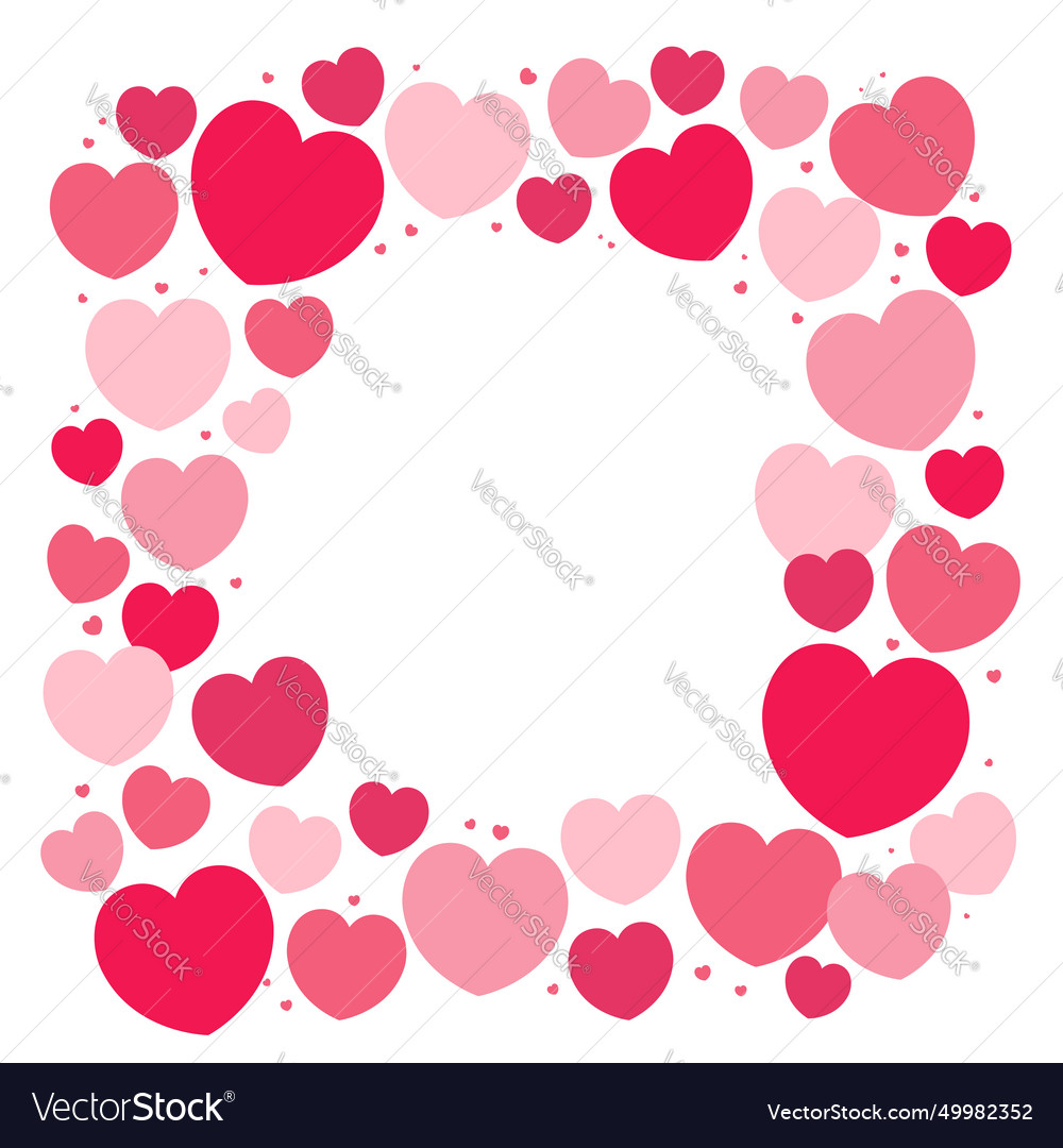 Red Pink Hearts Valentines Day Frame Border Vector Image 9018