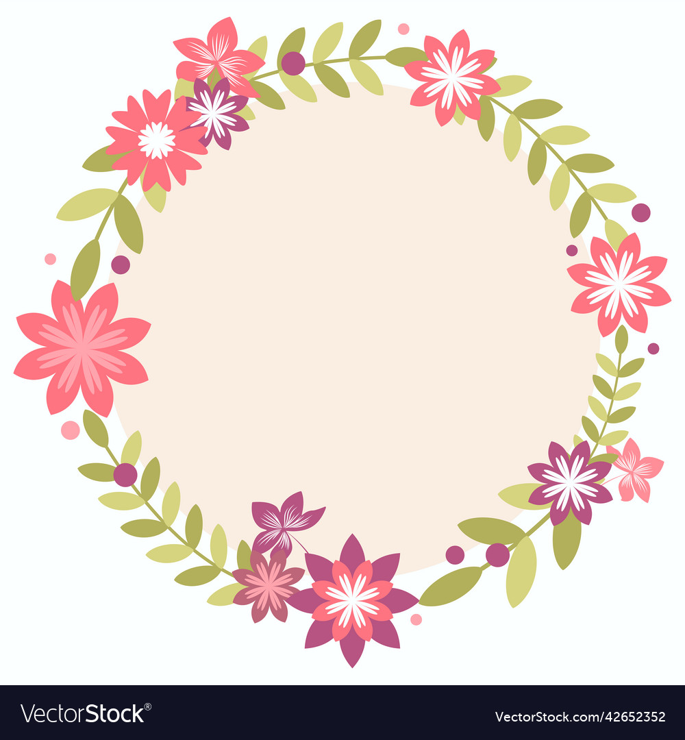 Simple flat circle with leaves decoration Vector Image