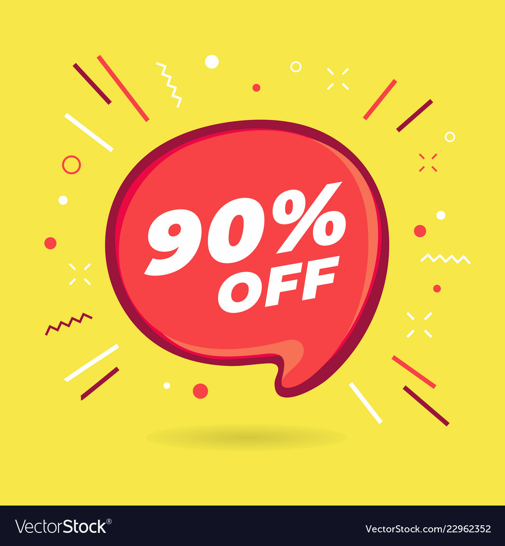 Special Offer Sale Red Bubble 90 Percent Discount Vector Image