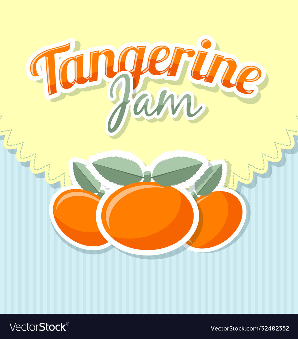 Tangerine jam label in retro style on striped Vector Image