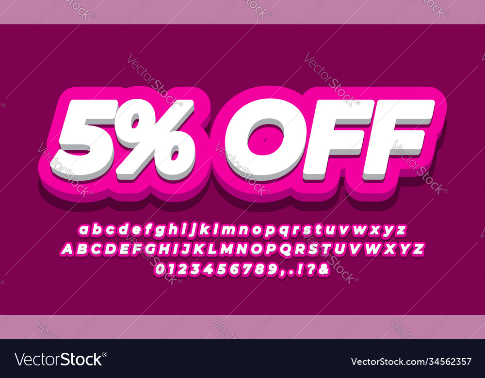 5 off sale Rabatt Promotion text 3d modern pink