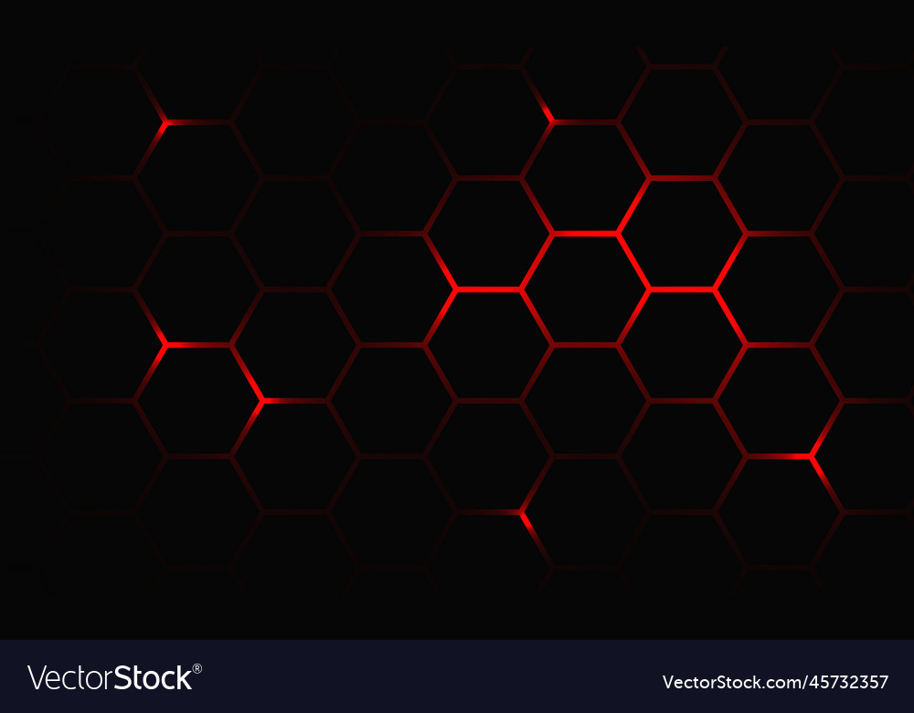 Abstract red light hexagon line in grey modern Vector Image