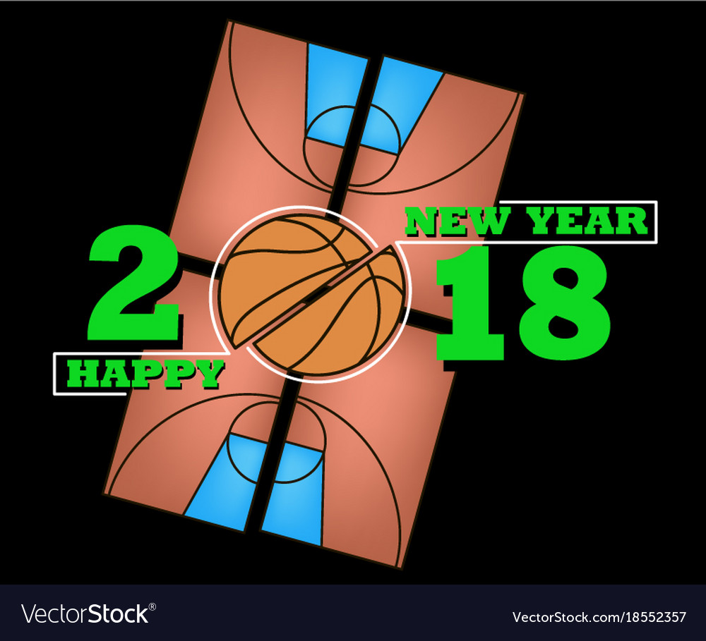 Happy new year and basketball Royalty Free Vector Image