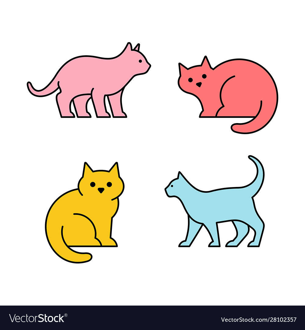 Cat icon set Royalty Free Vector Image - VectorStock