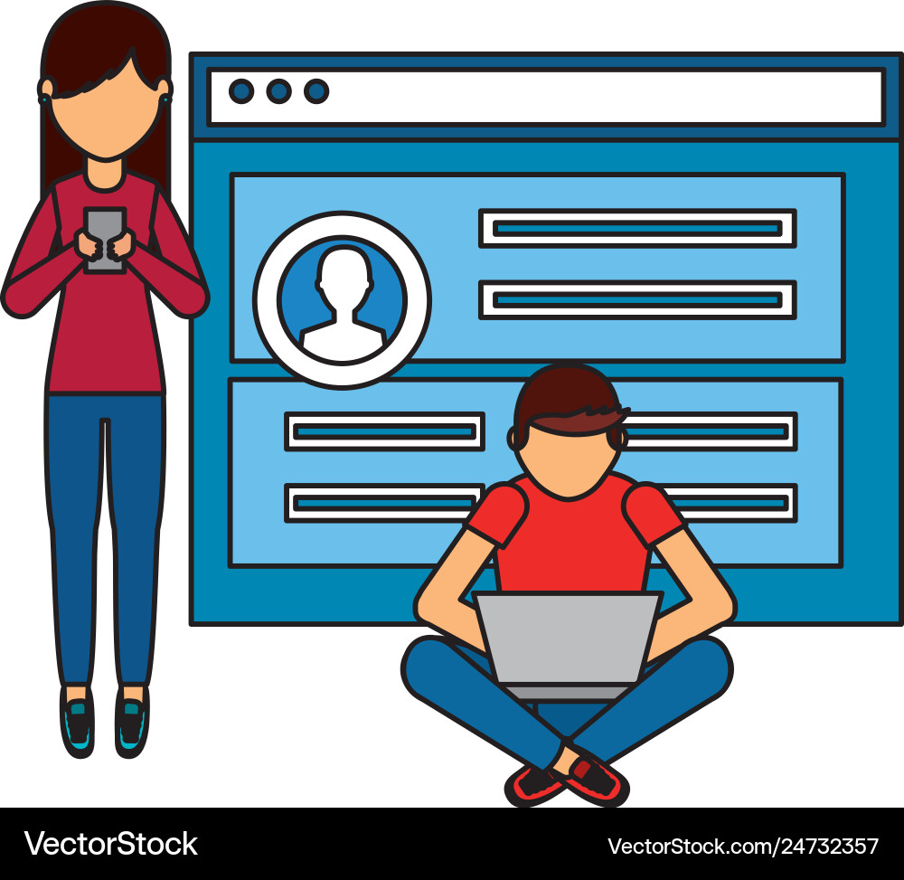 People using mobile Royalty Free Vector Image - VectorStock