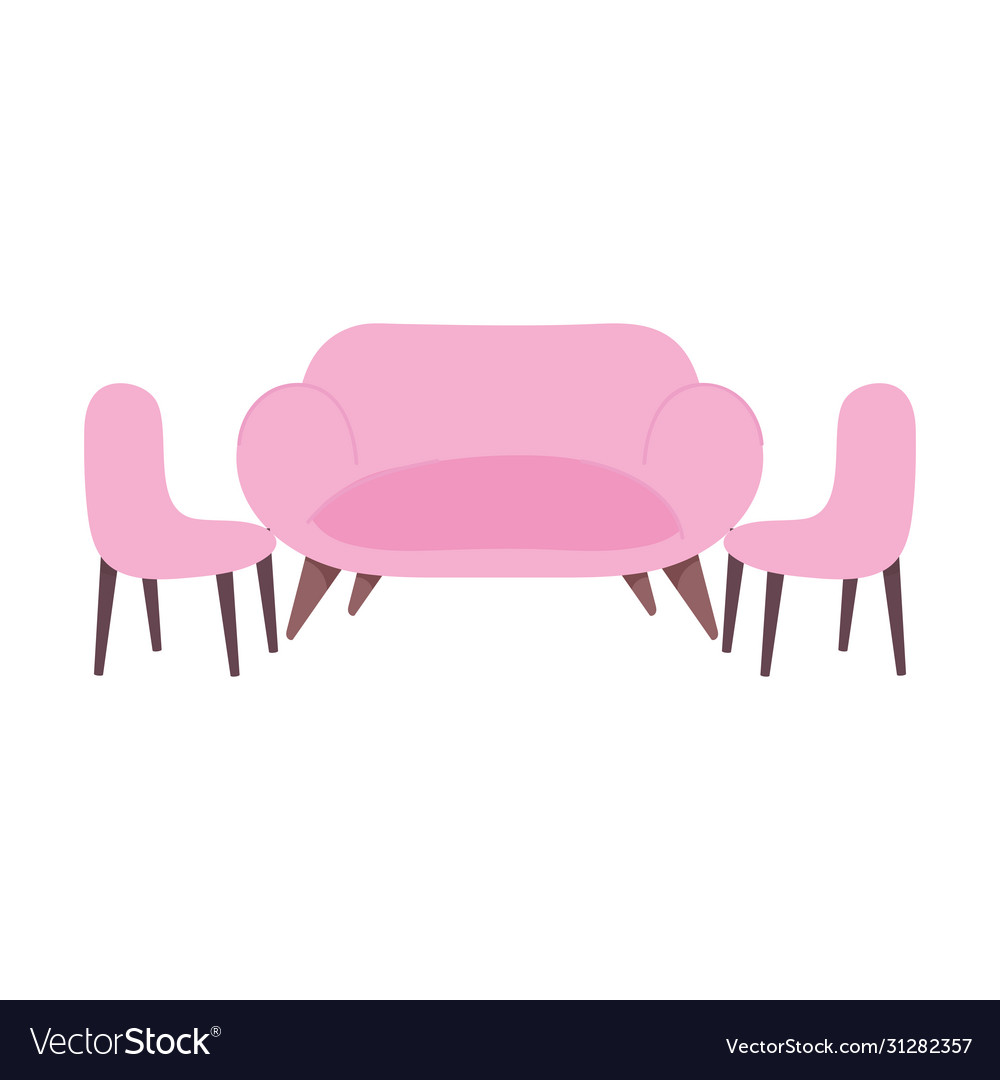 Pink sofa and chair living room furniture Vector Image