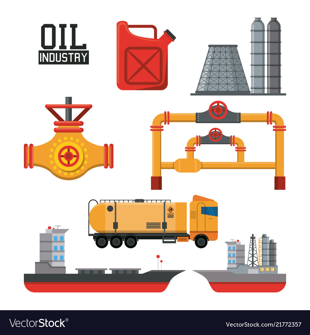 Set of petroleum machinery Royalty Free Vector Image